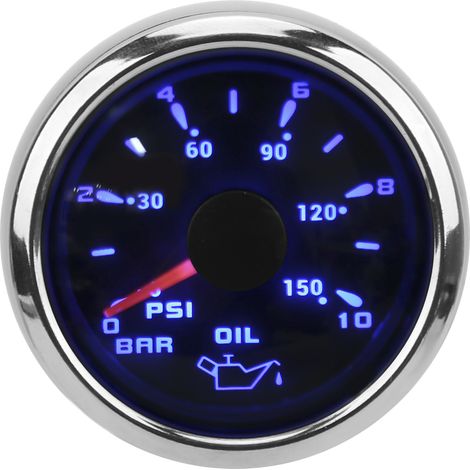 Jauge de pression d'huile 52mm/2,0in, indicateur 10-184Ω, rétroéclairage multicolore réglable, universel auto bateau, noir (1/5)