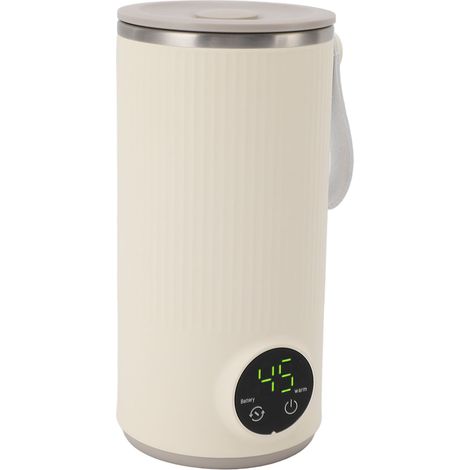 Chauffe-lait portable en acier inoxydable et ABS, rechargeable par USB, chauffe jusqu'à 55 °C, sans fil, idéal pour les voyages, pour le lait de bébé ou le café, 400 ml (1/5)