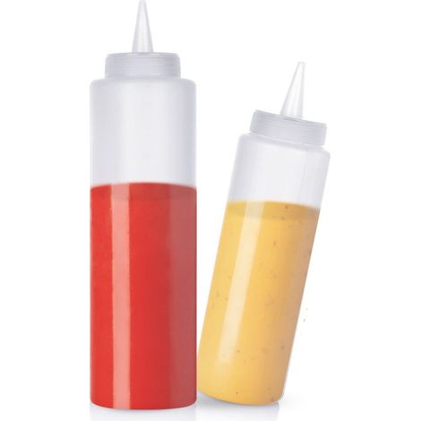 2 recipientes, botella de salsa, dispensador, dispensador de salsa, glaseado decorativo (1/5)