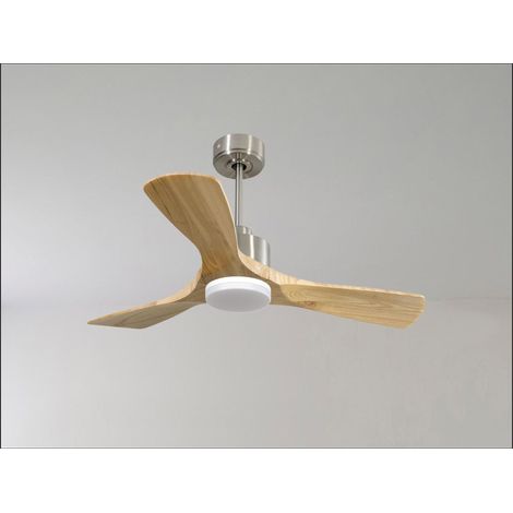 Modulo Slim  Ring - Super destratificateur et ventilateur DC 166 cm chrome pales bois clair idéal 30 à 60 m² (1/5)