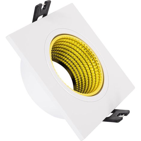 Portafaretto Downlight Quadrato Basculante Colorato per Lampadina LED GU10 / GU5.3 Foro Ø80 mm Giallo