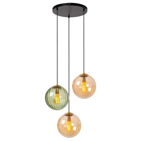 Lampada a sospensione MONSARAZ 3 luci vetro E27 Lucide