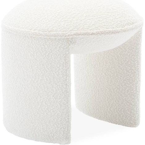 Tabouret. pouf bouclette texturée blanche L 44 x P 44 x H 42cm -SHAWN (1/5)