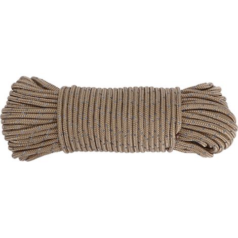 Hochdichtes Campingseil, 20 m, 3,5 mm, robust, reflektierend, khaki, verstellbarer Markisengurt zur Befestigung im Freien (1/5)