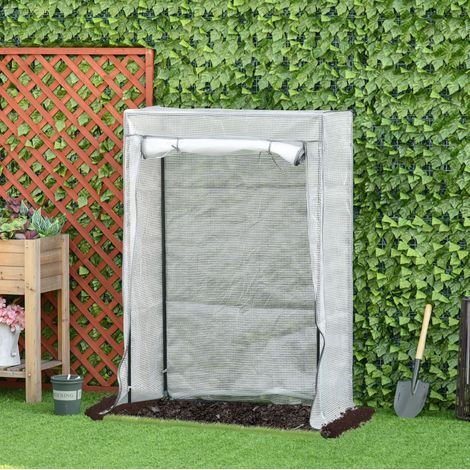 Invernadero de PE con puerta enrollable, estructura de acero, 100 x 50 x 150 cm, blanco (1/5)