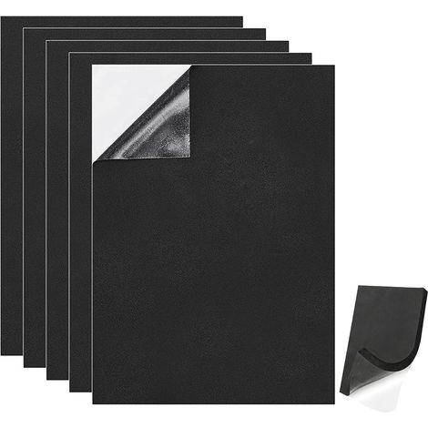 5pièces Plaque de Mousse Autocollante Noir,Protection en Mousse,Feuille de Mousses Néoprène Adhésive,210mmx300mmx3mm,Résistant aux Chocs,Antidérapant,Insonorisant,pour Bricolage,Meubles (1/5)