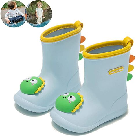 Bottes de pluie imperméables en caoutchouc avec poignées faciles à enfiler, antidérapantes et résistantes, pour tout-petits et enfants. Bottes de pluie pour la boue, idéales pour les tout-petits et le (1/5)