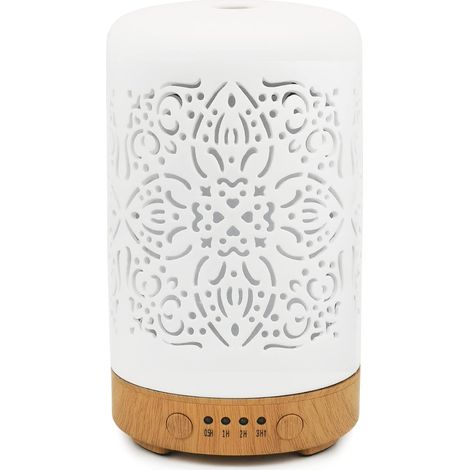 ZOLGINAH Diffuseur d'huiles essentielles 100ml Diffuseur d'aromathérapie en céramique Blanche Humidificateur à Brume fraîche 7 Couleurs LED Arrêt Automatique sans Eau pour Le Bureau à Domicile (1/5)