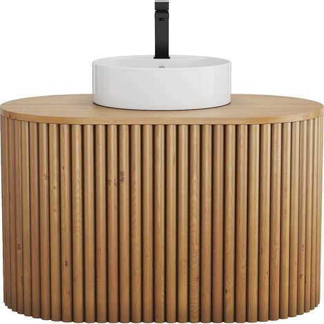 Mobile bagno sospeso con lavabo 90 cm in Teak - TOWARI (1/4)