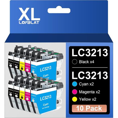 LC3213 XL LC-3213XL Cartouches d'encre de Rechange pour Brother LC-3213 LC3213 pour Brother MFC-J491DW MFC-J497DW DCP-J572dw DCP-J772DW DCP-J774DW MFC-J890DW MFC-J895DW (10 Pack) (1/5)