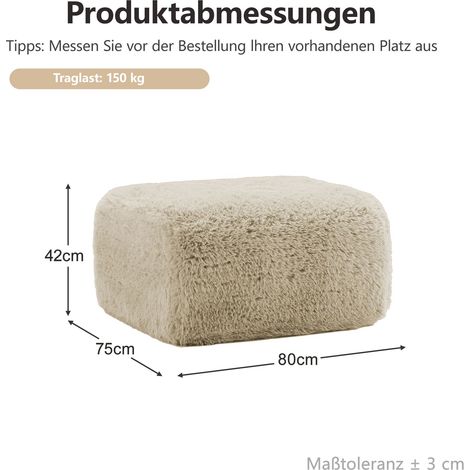 Pouf Hocker aus Plüsch in Khaki 80 x 75 x 42 cm HOMAIRE (1/5)