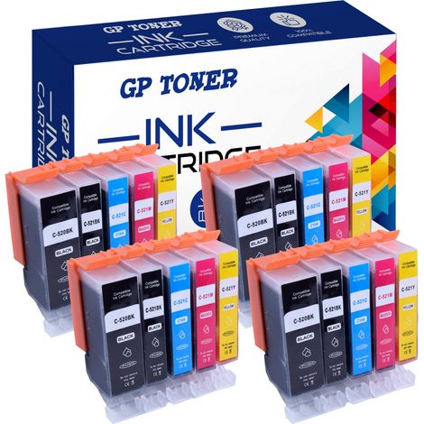 20 cartucce d'inchiostro CMYK x4 GP per Canon C520XL (1/5)