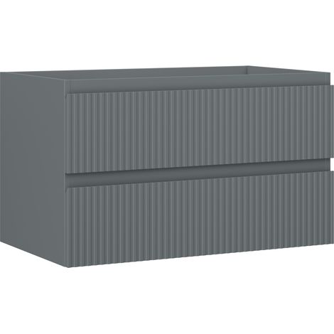 Mexen Rivel Badezimmerunterschrank 80 cm, 2 Schubladen, gerillt, Graphit Matt - 91A20-08047-2-BFF66 (1/5)