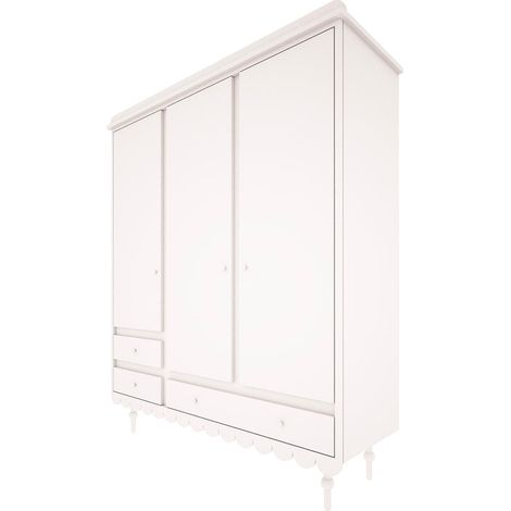 Armoire 3 portes 3 tiroirs Wood Luck Babushka Blanc (1/5)