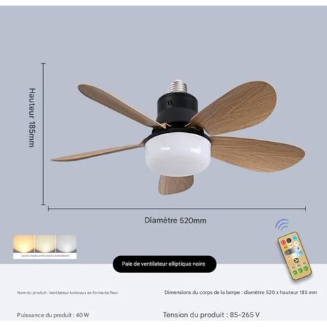 Ventilateur de plafond - NOBRAND - Fleur - 40 W - Silencieux - Télécommandé - Bois Noir (1/4)