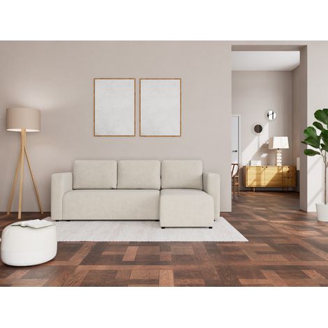 Bestmobilier – Canapé d'angle convertible 4 places avec coffre en velours côtelé – Angle réversible – Couchage occasionnel – Style contemporain (1/5)