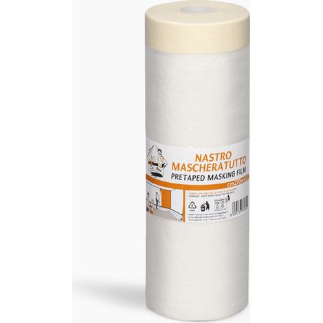 NASTRO MASCHERATURE CON TELO HD FILM HDPE MASCHERATUTTO VARIE MISURE CARDINALE, "2700mm X 16m"
