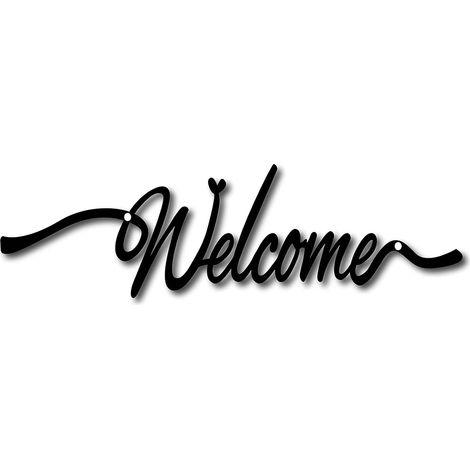 349cm Métal Bienvenue Signe Mur Art Décor Rustique Lettre Signes Noir Suspendu Mot Découpe Décoration pour Noël Décoration (1/5)