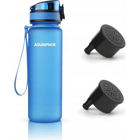 Bouteille filtrante Aquaphor City 500 ml + 2 filtres, bleue (1/5)
