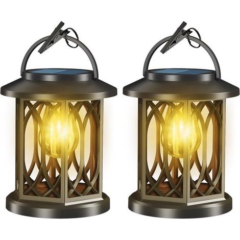 Lanterna da giardino sospesa ad energia solare, illuminazione d'atmosfera, impermeabile (IP65), confezione da 2, luce bianca calda (1/5)