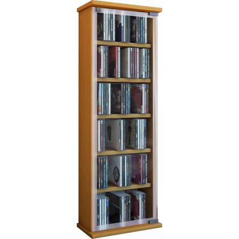 Legno CD DVD Shelf Classic Porta di Vetro 92x31x18 - VCM