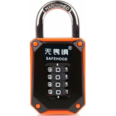 [JAMAIS UTILISÉ]Cadenas De Casier - Cadenas À Code 4 Chiffres Ultra-résistant en Acier Inoxydable Trempé - Numéros Faciles À Lire - Réinitialisable Et Incassable - Paquet De 1 - Orange (1/5)
