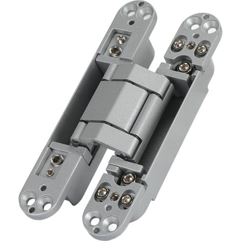 Charnière de porte réglable 180° avec clé hexagonale, paumelle 3D pliante pour porte en bois, charge 40kg, argent (1/5)