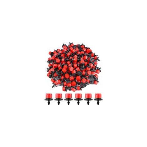 200 Stück verstellbare Bewässerungstropfer, 1/4'' Mikro-Tropfbewässerungssystem, Tropfkopf-Nebeldüsen für Gemüsegärten oder Blumenbeete (Rot) H171 - Crezuo