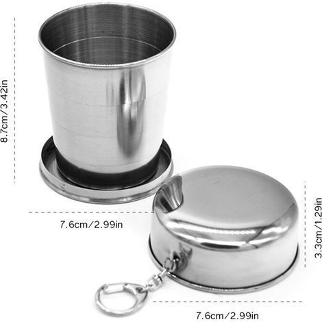 Gobelet Pliable Acier Inoxydable 240 ml - Rétractable Portable Compact pour Voyage Bureau Extérieur - (1/4)