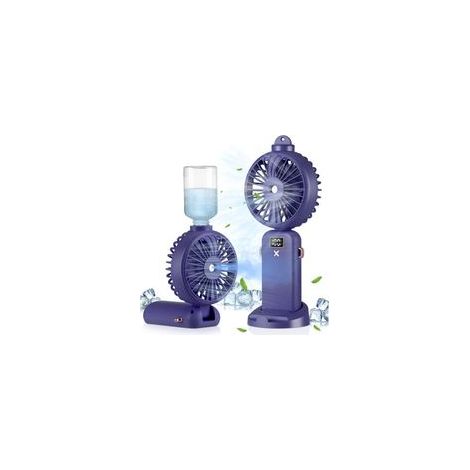 Ventilador nebulizador portátil, recargable, 5 velocidades, plegable 90°, ideal para acampar, el hogar y la oficina, color morado.