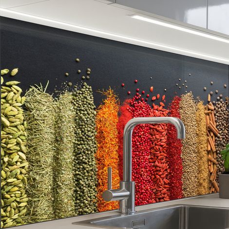REVETEMENT MURAL DE CUISINE, CRÉDENCE DE CUISINE Épices - Herbes - Emplois - Rainbow 80x60 cm (1/5)