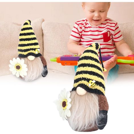 Ornement en peluche tricotée pour la fête des abeilles, figurine de poupée naine mignonne sans visage représentant un tournesol, pour hommes (1/5)