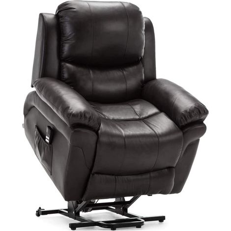 MADISON BROWN DUAL RISE LEATHER RECLINER (1/5)