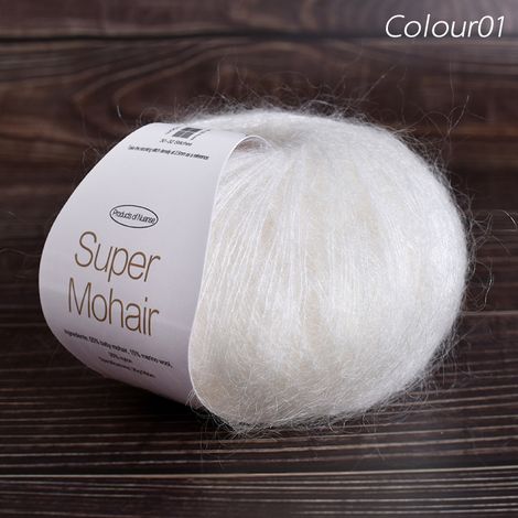 Trois écheveaux de fil mohair extra-fin de haute qualité, à un seul brin, pour enfants, des pelotes de mohair douces et moelleuses tricotées à la main, parfaites pour le tricot DIY. (1/5)