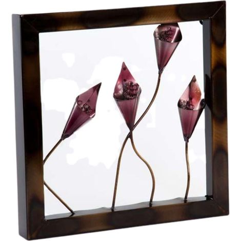 Panneau décoratif floral, 30 x 30 cm, lot de 3 (1/2)