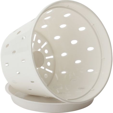 Ensemble de 5 Pots d'orchidées avec trous et plateaux pour rempotage, Pot de plantes en plastique PP intérieur et extérieur, grande Ventilation (1/5)