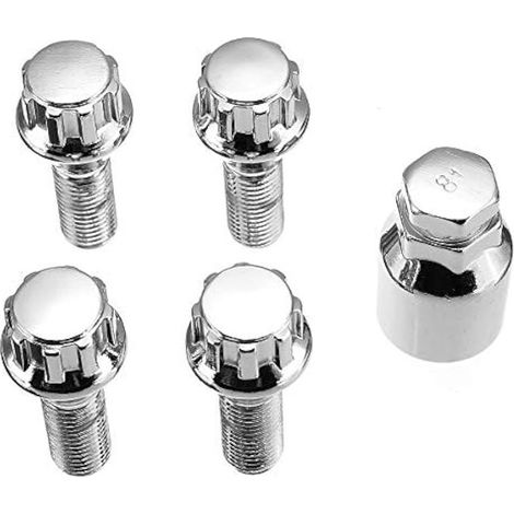 M12 x 1,5 Alliage D'Aluminium Boulon Roue Pneu Anti-Vol Vis Écrou Compatible avec B-MW 1 3 5 Series E39 E46 E90 E91 E92 E93 Compatible avec Re-Nault Megane Laguna Master Trafic Clio (1/5)