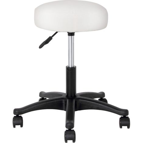 Sgabello Estetista Girevole Seduta Imbottita 10cm Ecopelle Salone Studio Bianco