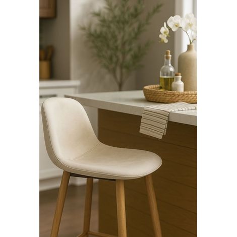 Taburetes Cocina - Taburete Teok Terciopelo - Beige