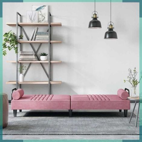 Canapé-lit - 351897 - Rose velours - Accoudoirs - Convertible mousse 205 x 100 cm (1/5)