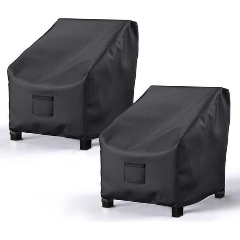 2 housses chaises patio imperméables 600D oxford, pour fauteuil jardin 38"x31"x29" (noir) (1/4)