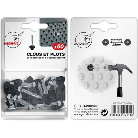 Jardibric – Pack de 50 clous à tête plate – Pour membranes de fondation – Fixation sécurisée sur soubassement – Installation facile (1/3)