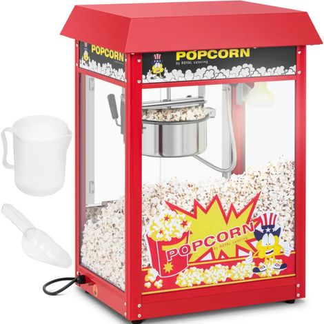 Machine à pop corn Appareil à pop corn Rétro 5-6 kg/h (16 l/h) 195/235 °C0 Rouge