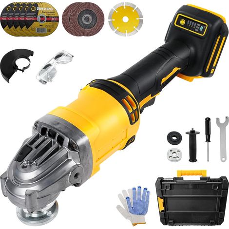 Meuleuse d'angle sans fil pour batterie 18 V/20 V, 10 000 tr/min, meuleuse d'angle sans balais pour roues de 125 mm, meuleuse à 3 vitesses variables pour meulage, coupe et polissage, outil (1/5)