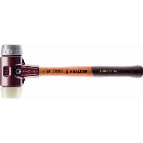 Mazza HALDER SIMPLEX in nylon/metallo morbido, con corpo in ferro malleabile e manico in legno di alta qualità - D=50 mm - 3089.050