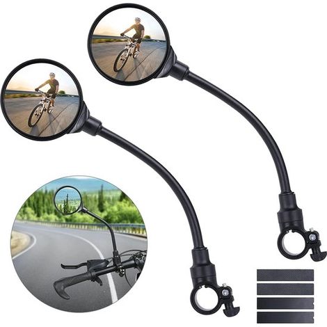 Juego de 2 espejos retrovisores redondos ajustables para bicicleta con vástago flexible (1/5)