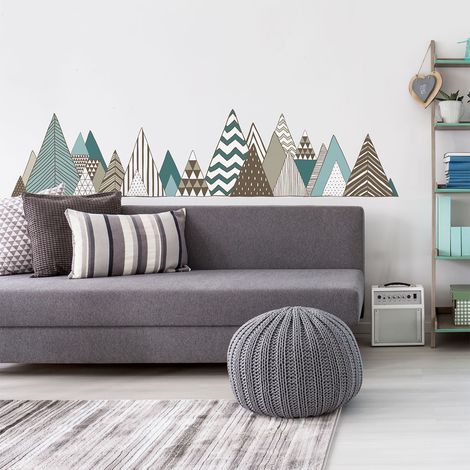 Stickers muraux - Décoration chambre salon - Autocollant Sticker mural géant montagnes scandinaves NEOVOLCANIK - 120x180cm