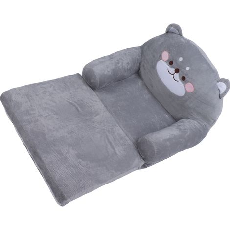 Ej.Life Faltbares Kindersofa Im Cartoon-Stil, Graues Kindersofa Im Hundestil, 2-in-1-Kinderschlafsofa, Sessel mit Breiter Rückenlehne und Niedlicher Kindercouch, Weicher Kleinkindstuhl (1/5)
