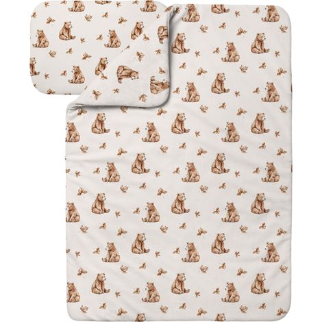 Waldin Ropa de Cama Bambú Bebé sin Funda, Edredón y Almohada 90x120 cm, Ositos Beige