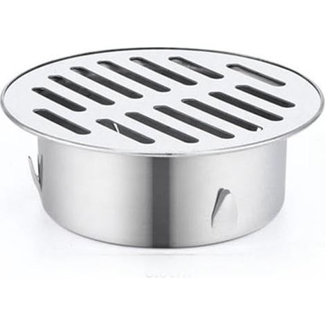 Grille de sol ronde en acier inoxydable ø90 mm – Siphon d'évacuation anti-encrassement pour balcon, cour, toit, terrasse, jardin extérieur